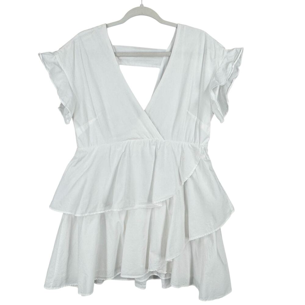 Anthropologie White Tiered Mini Dress